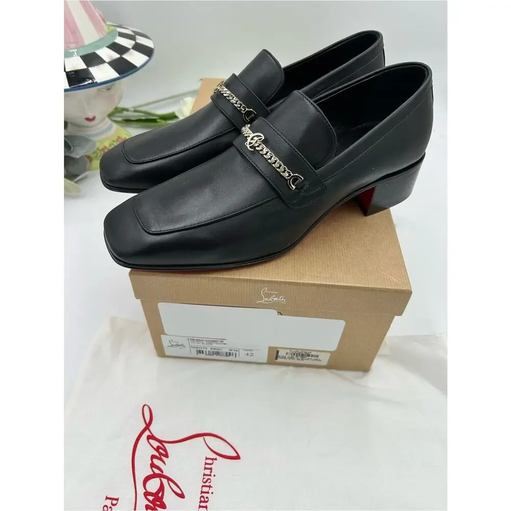 Men's Christian Louboutin, MJ, Moc loafers CL chain logo size 42